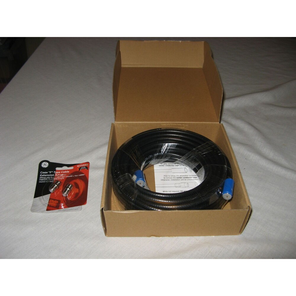 Mediabridge Coaxial Cable 50 Feet A/V with F-Pin to F-Pin Black + F Type Adapter